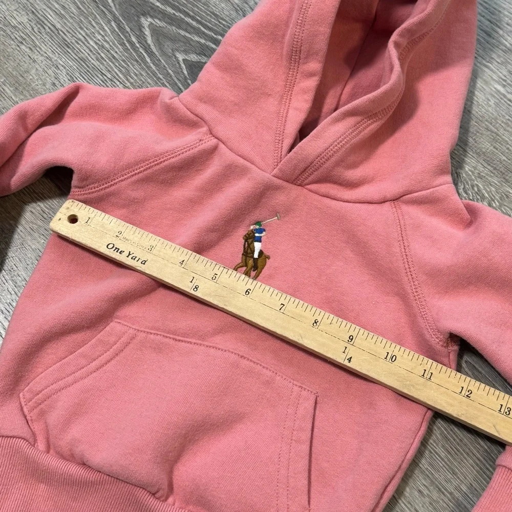 POLO RALPH LAUREN Baby Pink Hoodie Pony Embroidered Logo Girls 3 - Picture 6 of 6